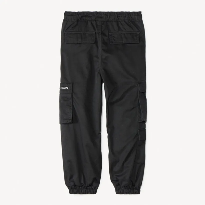 joggingbroek in effen serge met jersey voering jongens, cargo stijl