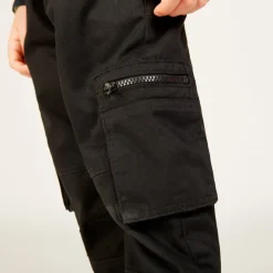 joggingbroek in effen serge met jersey voering jongens, cargo stijl