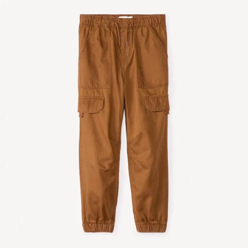 Joggingbroek in effen twill jongens