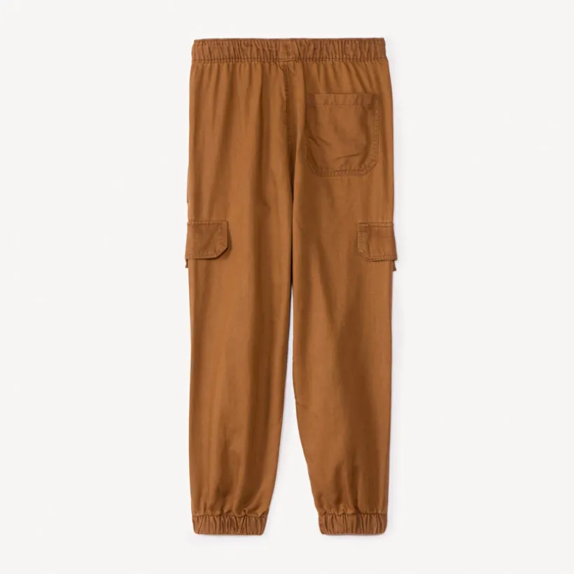 Joggingbroek in effen twill jongens