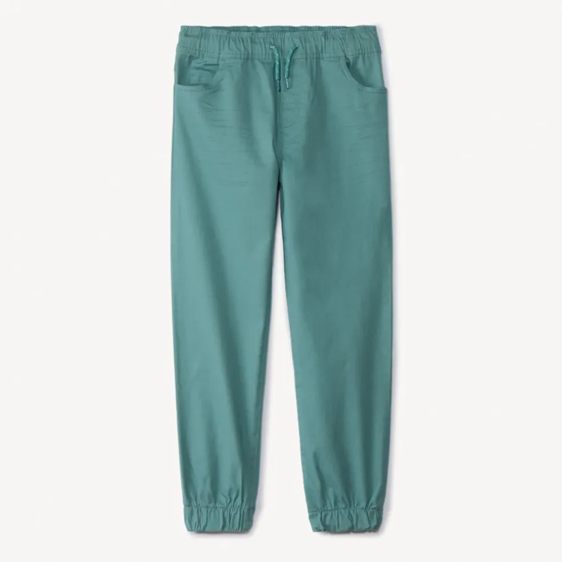 Joggingbroek in effen twill jongens