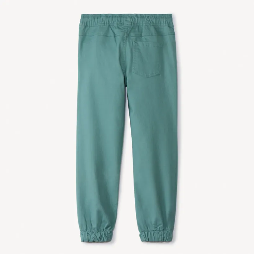Joggingbroek in effen twill jongens