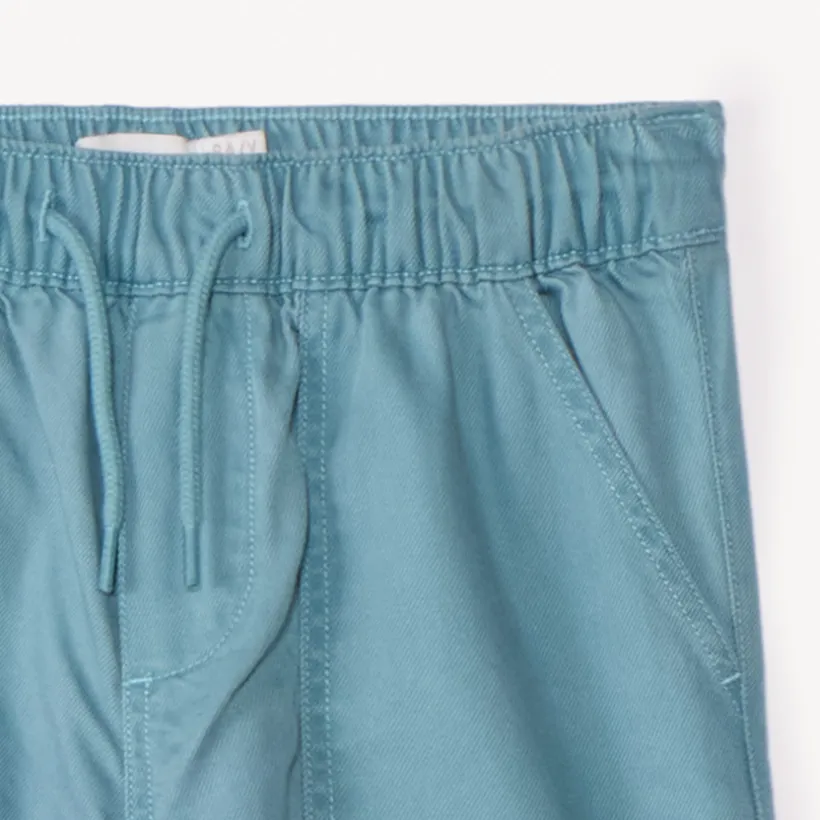 Joggingbroek in effen twill jongens