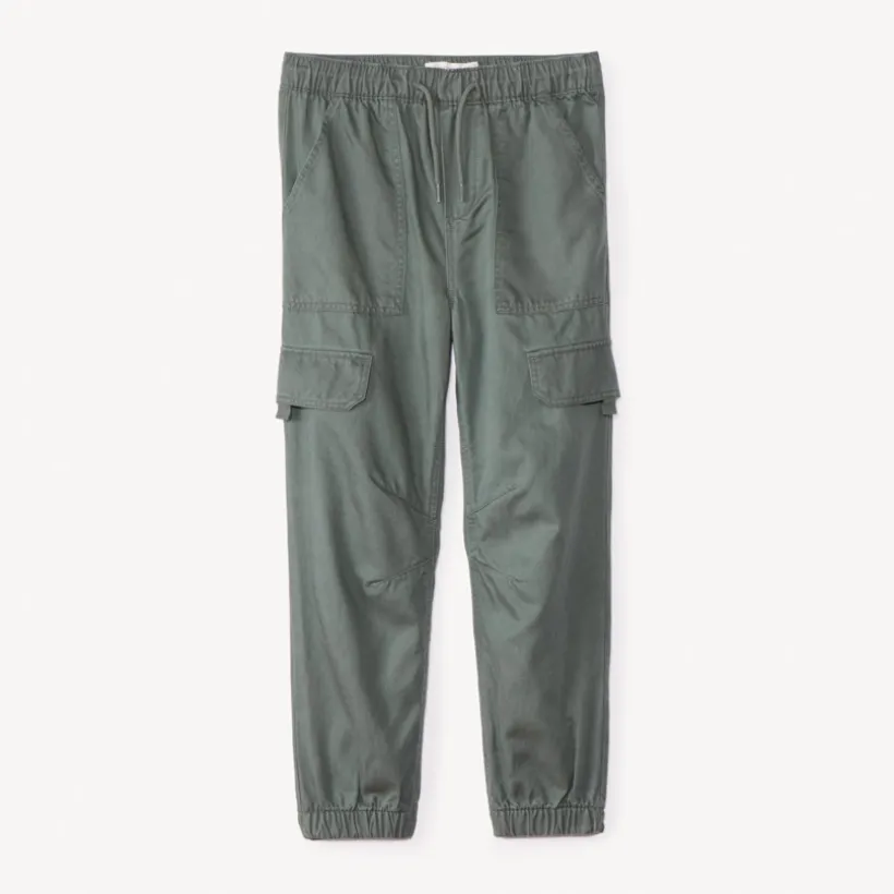 Joggingbroek in effen twill jongens
