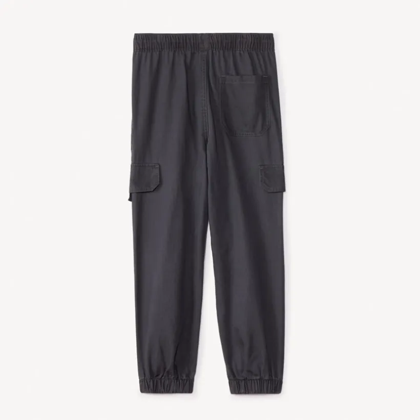 Joggingbroek in effen twill jongens
