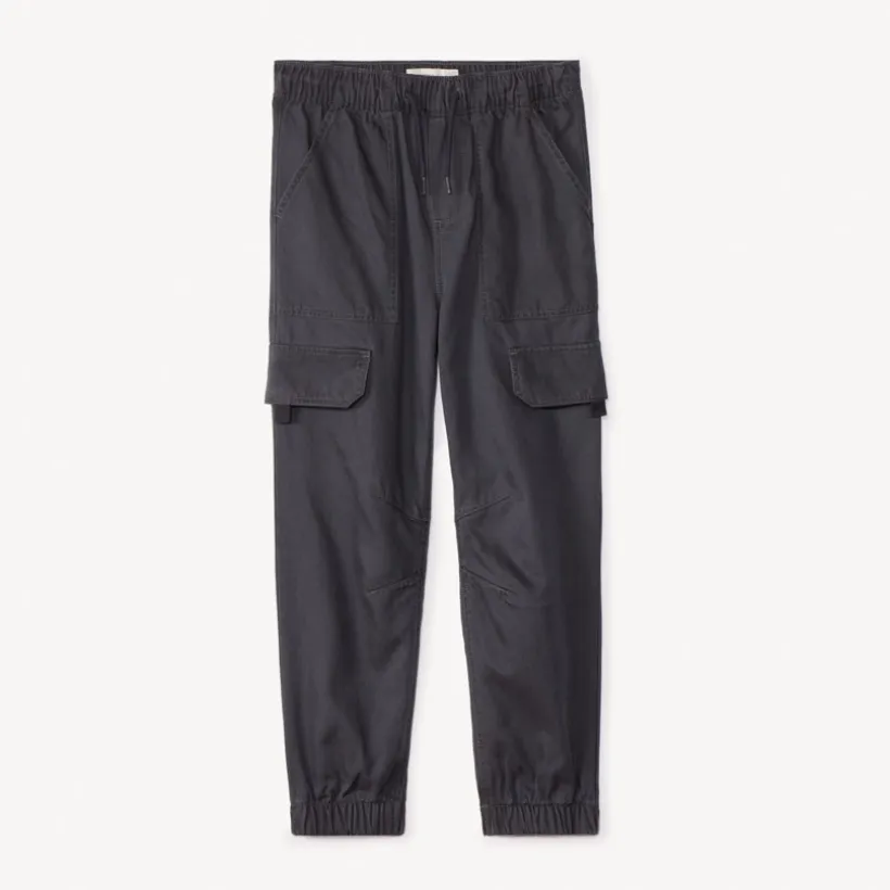 Joggingbroek in effen twill jongens