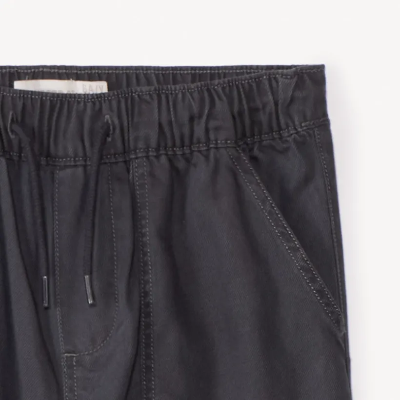 Joggingbroek in effen twill jongens