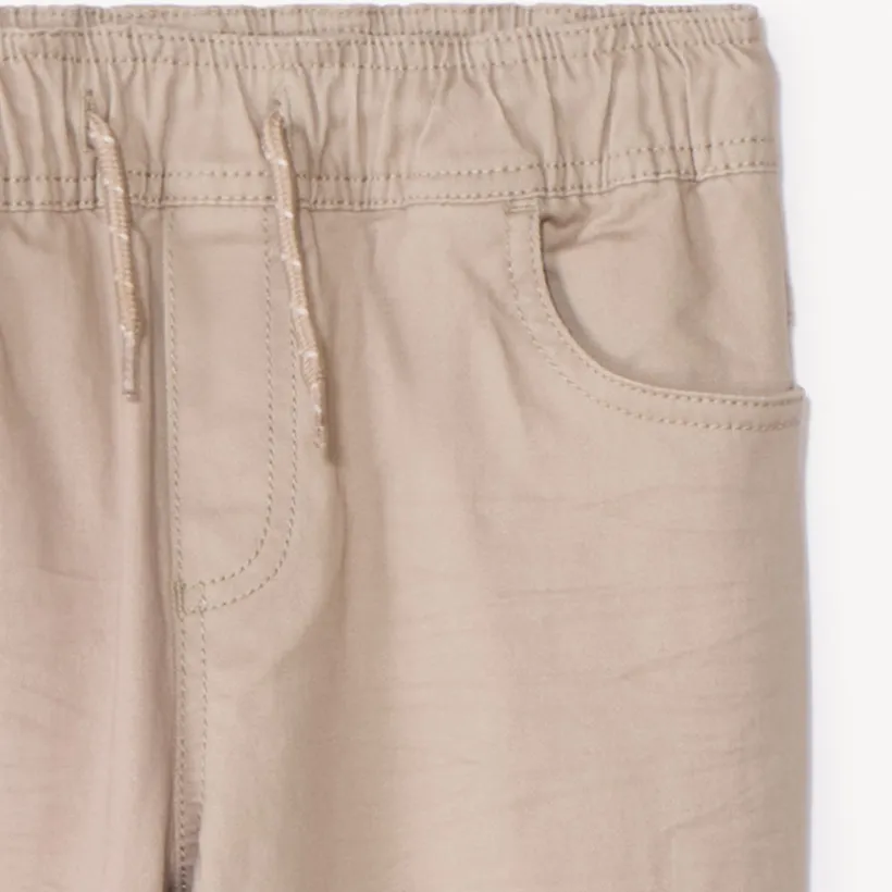 Joggingbroek in effen twill jongens