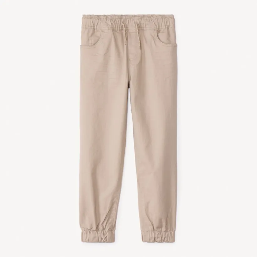 Joggingbroek in effen twill jongens