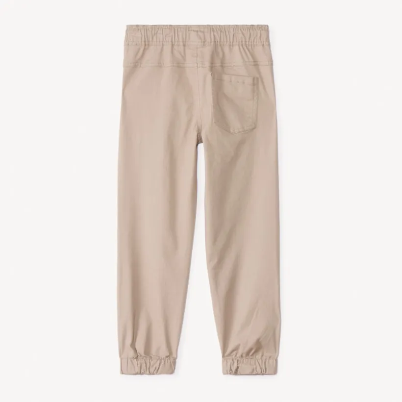 Joggingbroek in effen twill jongens