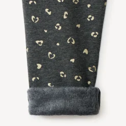Joggingbroek in fleece met all-over luipaard- en hartjesprint, gevoerd, meisjes