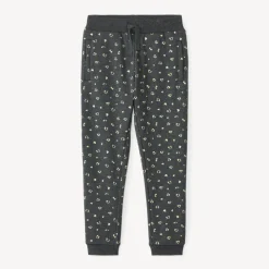 Joggingbroek in fleece met all-over luipaard- en hartjesprint, gevoerd, meisjes