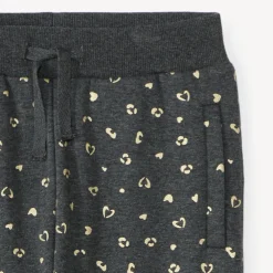 Joggingbroek in fleece met all-over luipaard- en hartjesprint, gevoerd, meisjes
