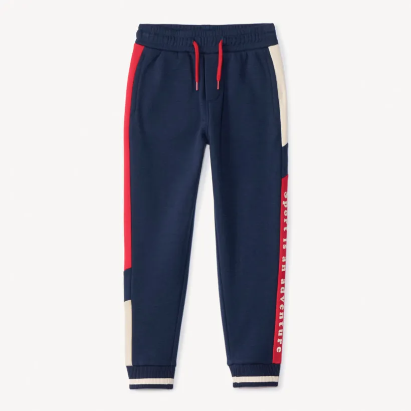 Joggingbroek in fleece met colour block effect jongens