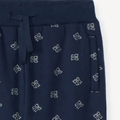 Joggingbroek in fleece met knoopprint, gevoerd, meisjes