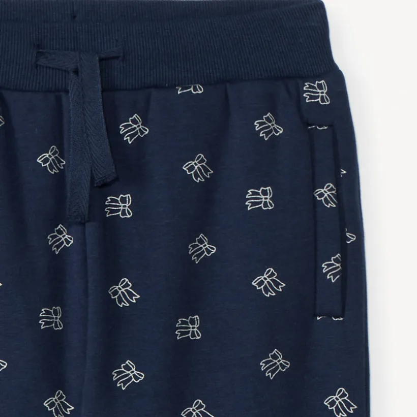Joggingbroek in fleece met knoopprint, gevoerd, meisjes