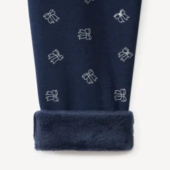 Joggingbroek in fleece met knoopprint, gevoerd, meisjes