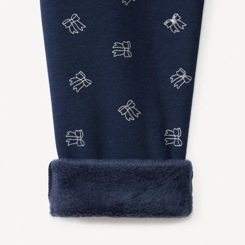 Joggingbroek in fleece met knoopprint, gevoerd, meisjes
