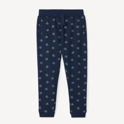 Joggingbroek in fleece met knoopprint, gevoerd, meisjes