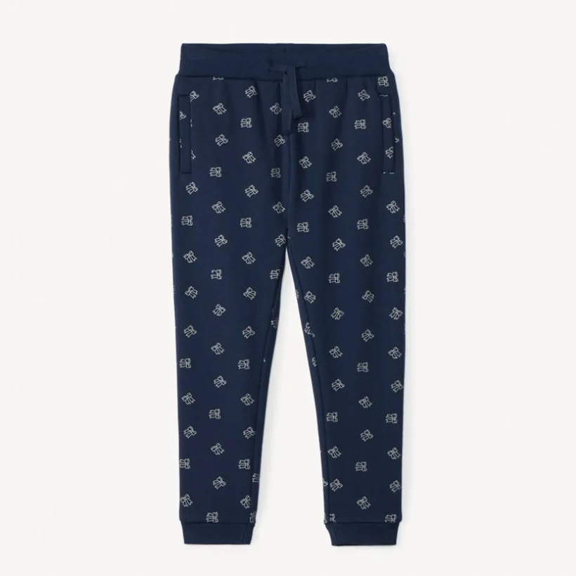 Joggingbroek in fleece met knoopprint, gevoerd, meisjes