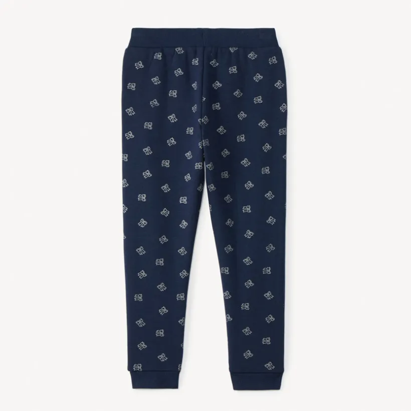 Joggingbroek in fleece met knoopprint, gevoerd, meisjes