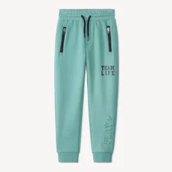 Joggingbroek in fleece met piquéstructuur en 3D-patroon jongens