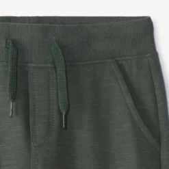 Joggingbroek in fleece slub effen jongens