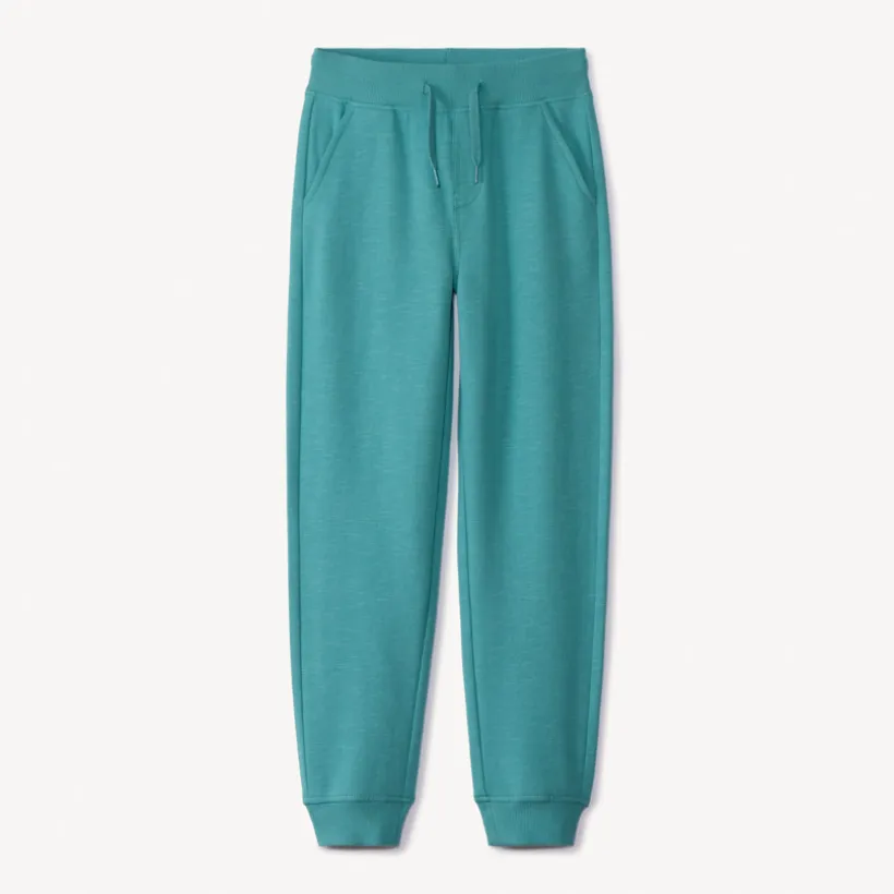 Joggingbroek in fleece slub effen jongens
