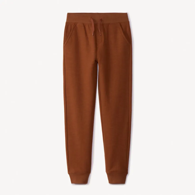 Joggingbroek in fleece slub effen jongens