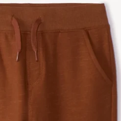 Joggingbroek in fleece slub effen jongens