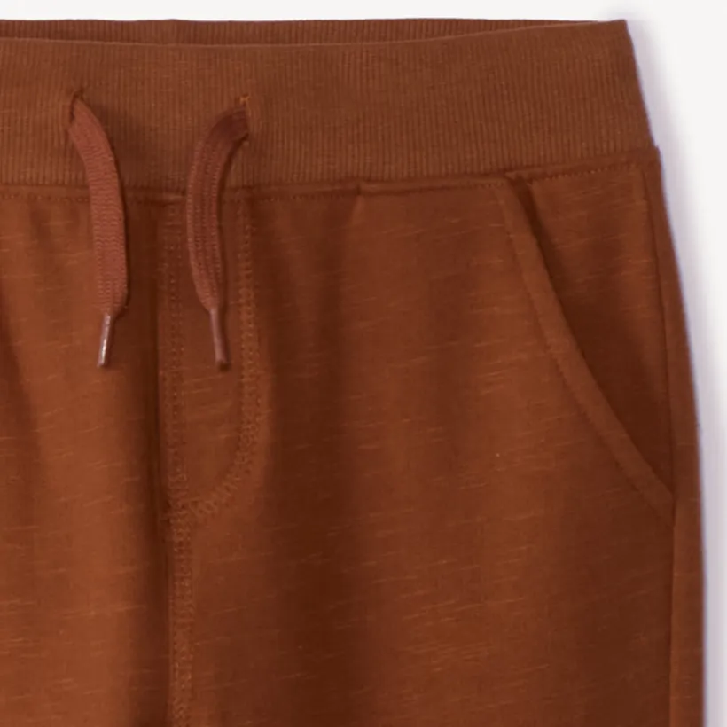 Joggingbroek in fleece slub effen jongens