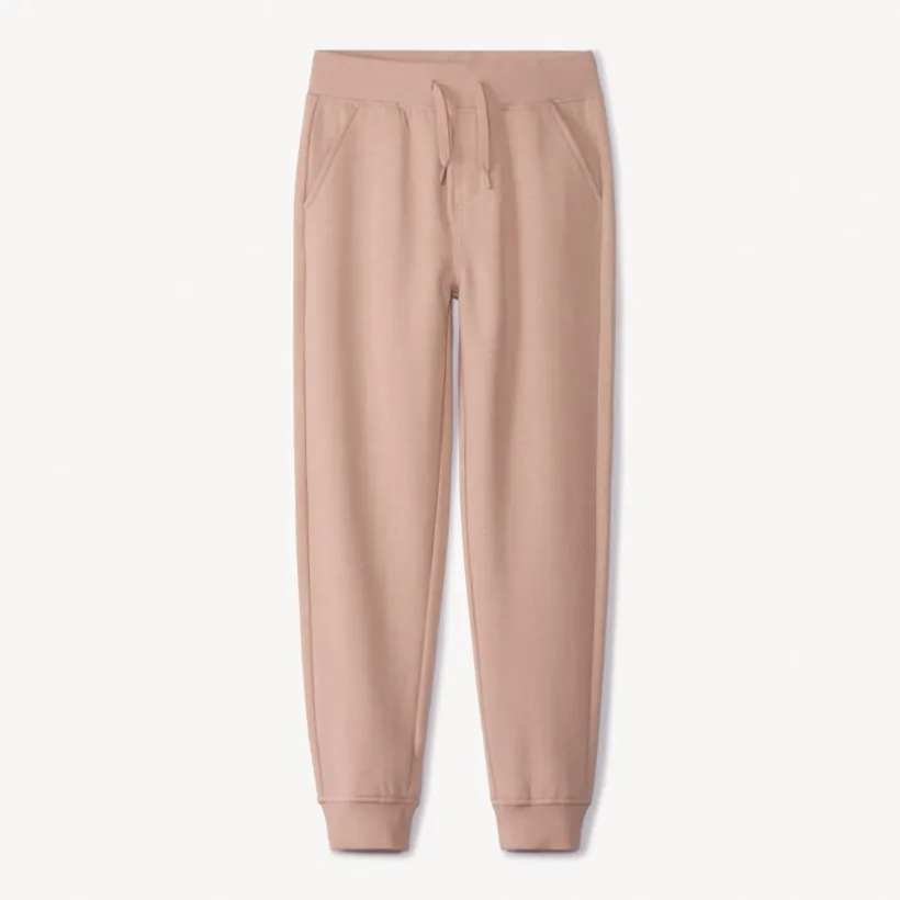 Joggingbroek in fleece slub effen jongens