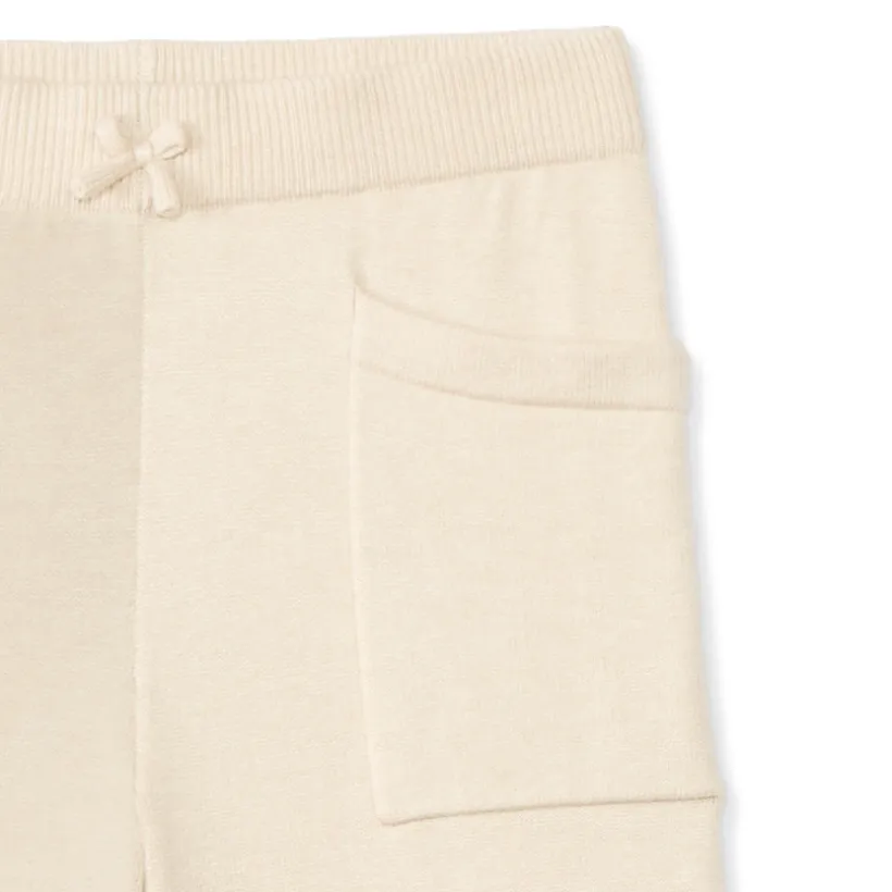 Joggingbroek in gebreide stof met naadloze afwerking, effen kleur, meisjes