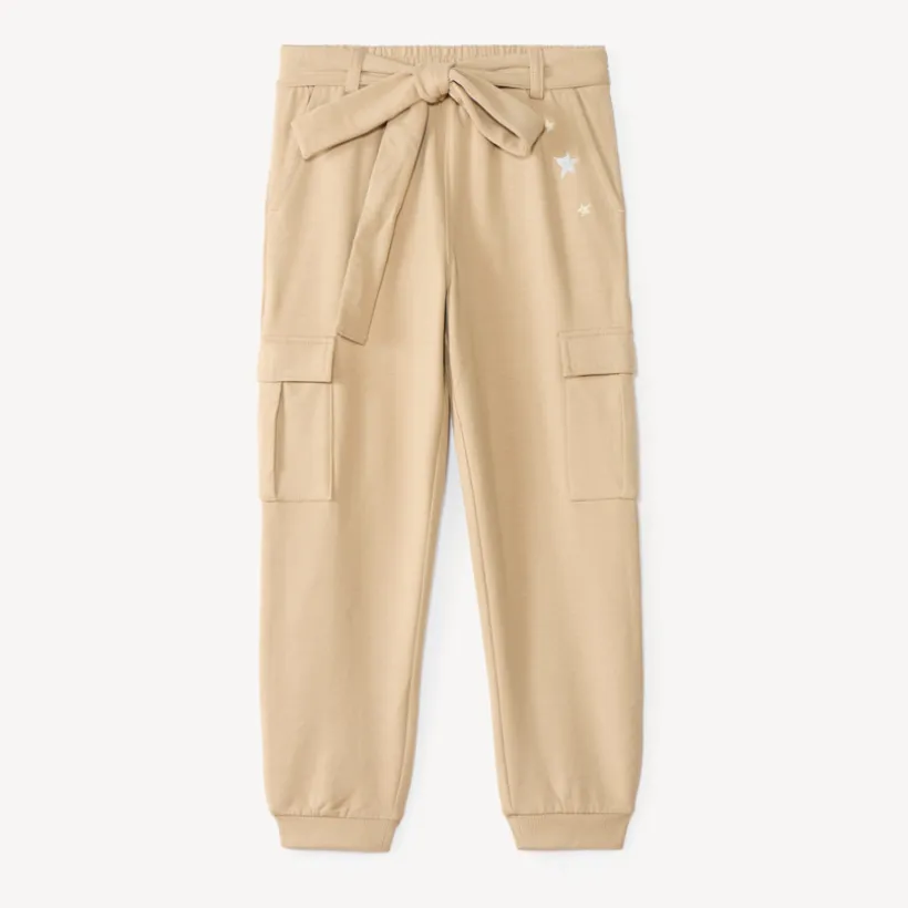 Joggingbroek meisjes met cargostijl en strikceintuur