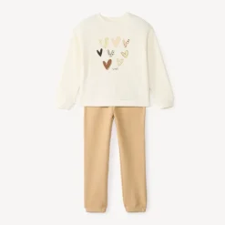 Joggingbroekset meisje met hartprint