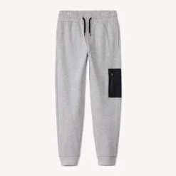 Joggingbroek van fleece in grijs gemêleerde kleur jongens