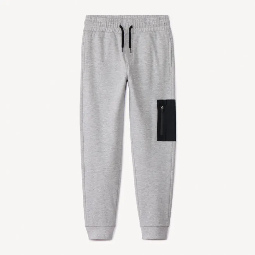 Joggingbroek van fleece in grijs gemêleerde kleur jongens