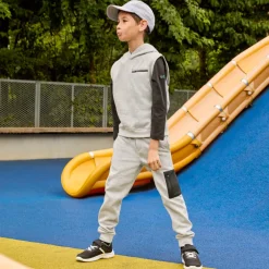 Joggingbroek van fleece in grijs gemêleerde kleur jongens