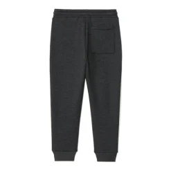 Joggingbroek van fleece met fluweel jongens anthraciet gemêleerd, met elastische taille en trekkoord, Italiaanse zakken en Varsity league-print
