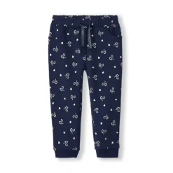 Joggingbroek van fleece met gouden knopen- en hartjesprint meisjes