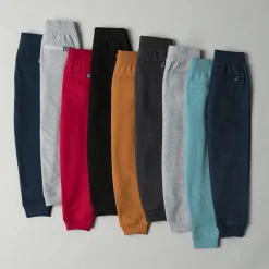 Joggingbroek van gemêleerde fleece jongens, met elastische taille en aantrekkoorden, twee Italiaanse zakken vooraan en een biezenzak achteraan