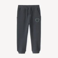 Joggingbroek voor babyjongen van honingraatstof met teddybeerprint