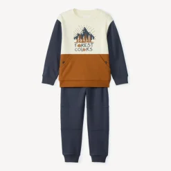 Jogging set in fleece with color block effect jongens
