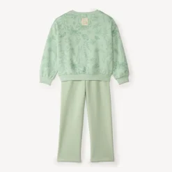 Jogging set meisjes van geborsteld fleecemateriaal met bloemenprint