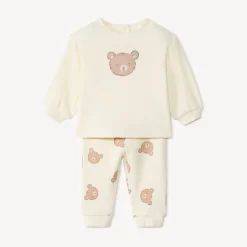 Jogging set met bijenwaskleurige beren voor baby's