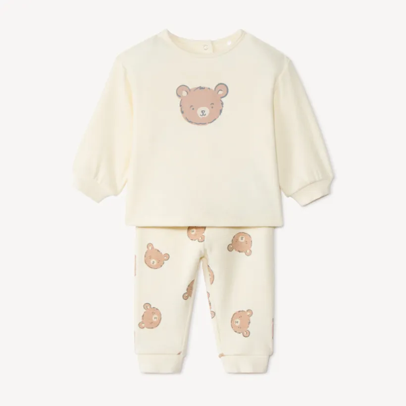 Jogging set met bijenwaskleurige beren voor baby's