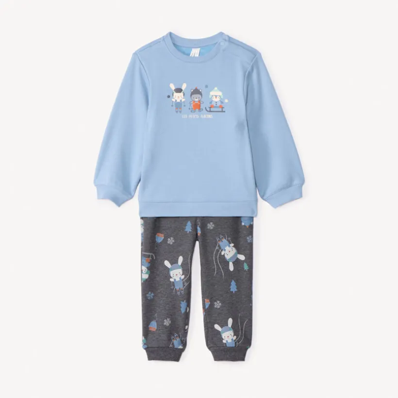 Jogging set met fleece ski-motief voor baby jongen