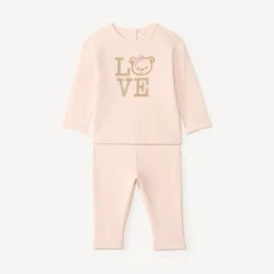 Jogging set met geborduurde teddybeer voor babymeisjes
