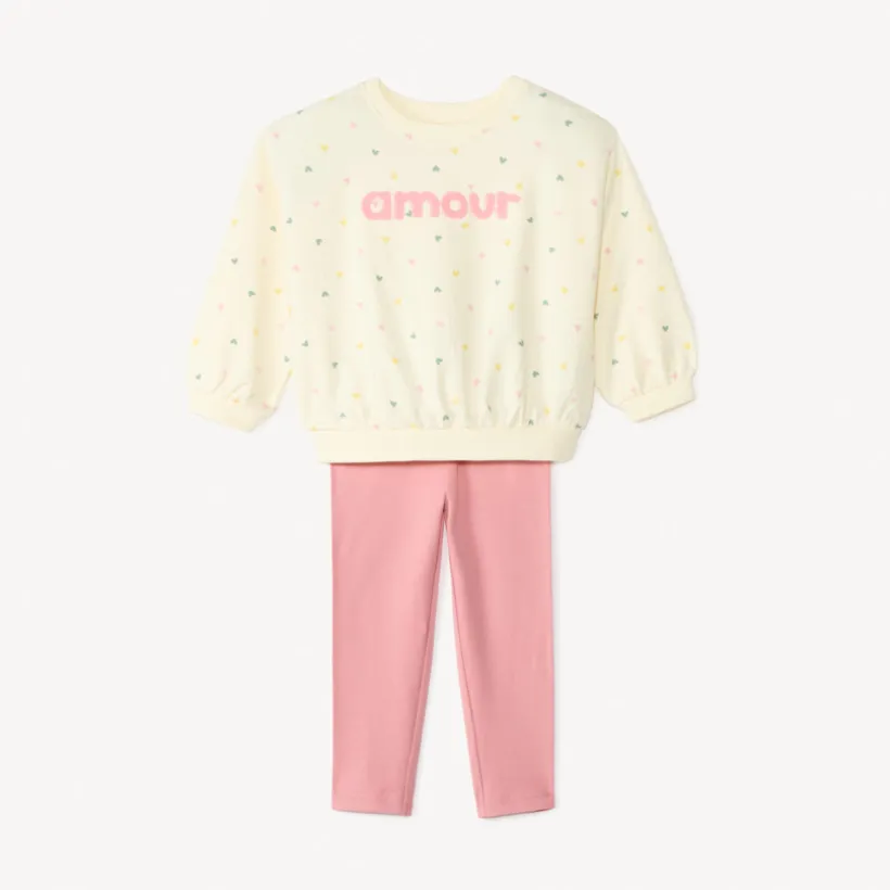 Jogging set van 2 delen met harten: sweatshirt + legging voor baby meisje