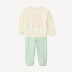 Jogging set van fleece met bloemenprint voor babymeisjes